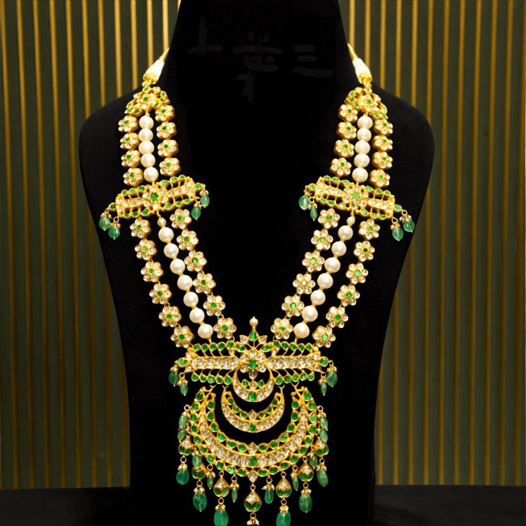 Emerald & Pearl Kundan Jadau Rani Haar — Siddhivinayak Jewellers